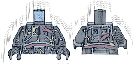 Torso SW Imperial Death Trooper Armor with Dark Silver Lines and Shapes, Dark Red Bandages and Gold Cracks Pattern / Black Arms / Black Hands