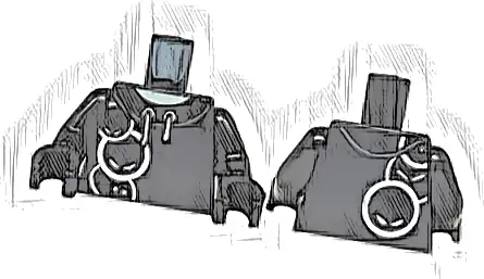 Torso Hoodie with White Drawstrings and Round Faces with Eyes, Light Aqua Neck Pattern / Black Arms / Black Hands