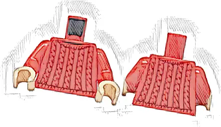 Torso Sweater with Dark Red Knit Pattern / Red Arms / Light Nougat Hands