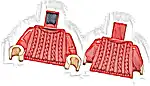 Część LEGO® 973pb6163c01 Tułów sweter z ciemnoczerwonym wzorem dzianiny, wzór / czerwone ramiona / jasnobrązowe dłonie