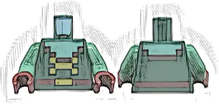 Torso Pixelated Sand Green Neck, Dark Brown Trim, Dark Red Belt with Gold Buckle Pattern / Sand Green Arms / Dark Red Hands