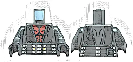 Torso SW Black Sith Robe, Red Chest, Wide Belt with Silver and Yellow Shapes, Pouch on Back Pattern / Pearl Dark Gray Arms / Black Hands