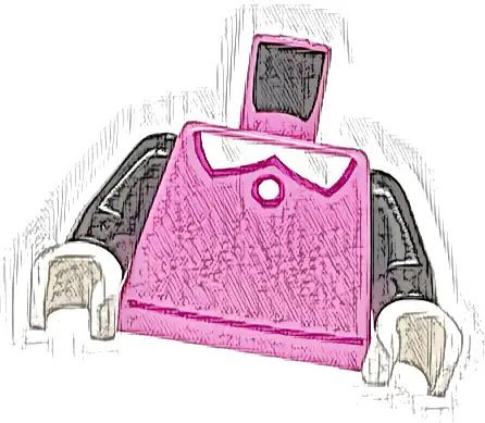 Torso White Collar and Button with Magenta Outline Pattern / Black Arms / White Hands