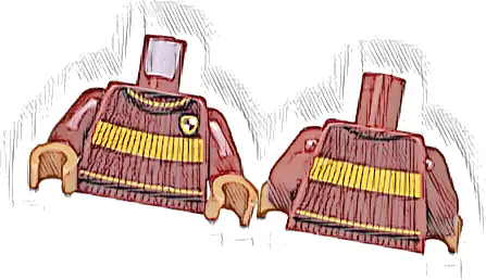 Torso Knit Sweater with Yellow Stripes and Gryffindor Shield Pattern / Dark Red Arms / Medium Nougat Hands