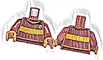 Część LEGO® 973pb6218c01 Tułów sweter dziany w paski żółte z herbem Gryffindoru, wzór / ciemnoczerwone ramiona / średnobrązowe dłonie