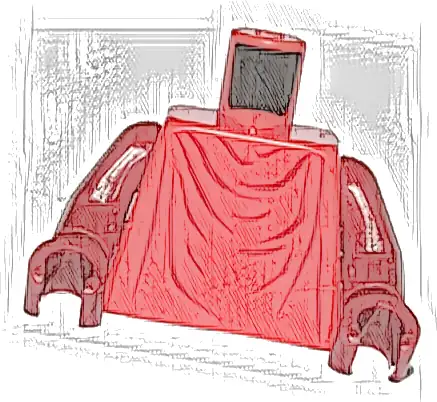 Torso SW Imperial Robe with Dark Red Creases Pattern (Royal Guard) / Dark Red Arms / Dark Red Hands