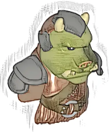 Minifigure, Head, Modified SW Gamorrean with Armor and Belt with Silver Rivets Pattern