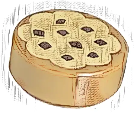 Tile, Round 1 x 1 with Cookie with Tan Frosting and Reddish Brown Chocolate Sprinkles Pattern