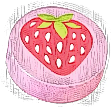 Tile, Round 1 x 1 with Strawberry Pattern