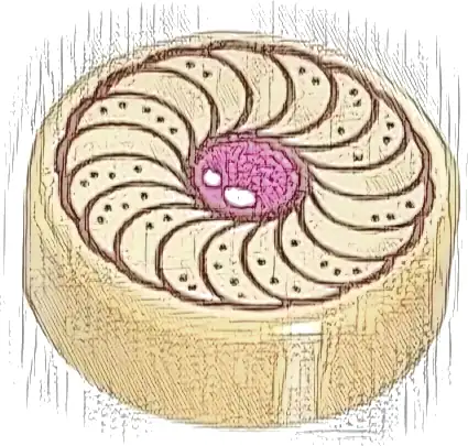 Tile, Round 1 x 1 with Cookie Magenta Center Pattern