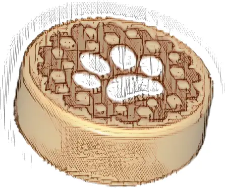 Tile, Round 1 x 1 with White Animal Paw Print on Reddish Brown Background Pattern