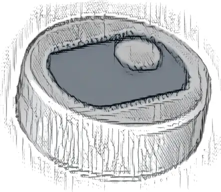 Tile, Round 1 x 1 with Black Eye Squinting with Pupil in Corner Pattern