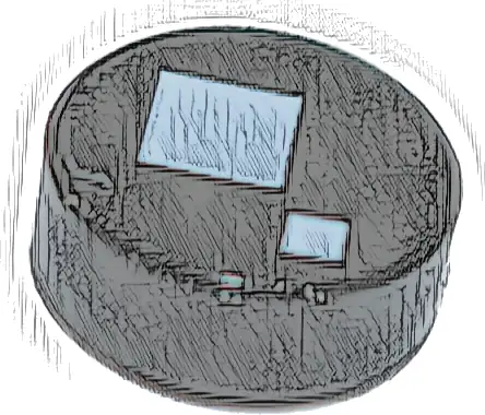 Tile, Round 1 x 1 with 2 White Squares Pattern (BrickHeadz Standard Eye)