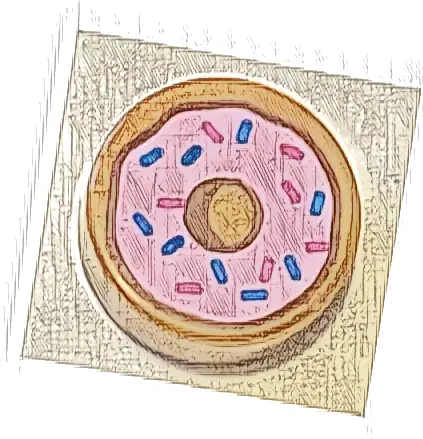 Tile, Round 1 x 1 with Donut / Doughnut with Bright Pink Frosting and Dark Azure and Dark Pink Sprinkles Pattern