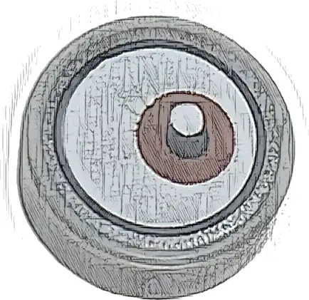 Tile, Round 1 x 1 with White Eye with Off-Center Reddish Brown Iris Pattern 2