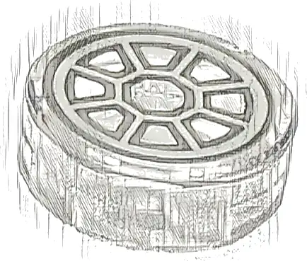 Tile, Round 1 x 1 with Dark Bluish Gray and Light Bluish Gray SW 8 Spoke Radial TIE Fighter Cockpit Pattern