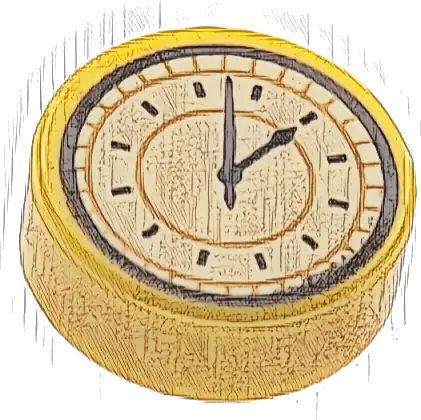 Tile, Round 1 x 1 with Tan Clock Face Pattern