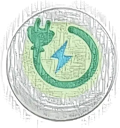 Tile, Round 1 x 1 with Green Electric Power Plug and Medium Azure Lightning Bolt on Yellowish Green Background Pattern