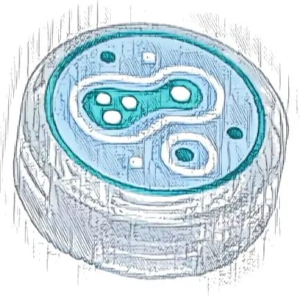 Tile, Round 1 x 1 with Bright Light Blue, Dark Turquoise, and White Cell Culture in Petri Dish Pattern