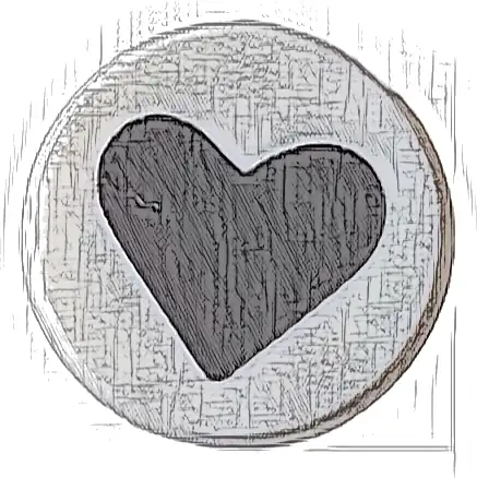 Tile, Round 1 x 1 with Black Heart Pattern