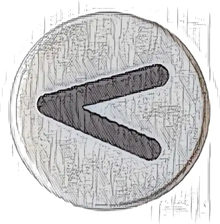 Tile, Round 1 x 1 with Black Eye Shut Tight / Letter V / Less Than Sign / Greater Than Sign (Thin Line) Pattern