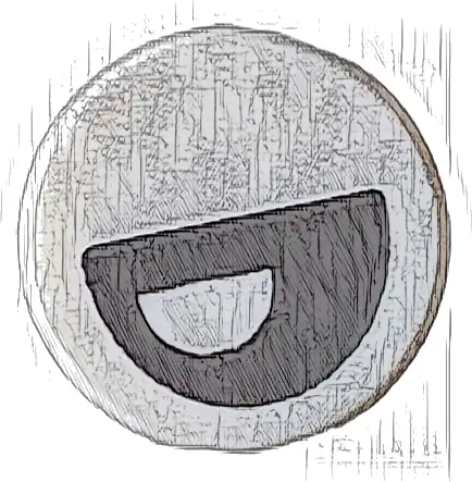 Tile, Round 1 x 1 with Black Eye Partially Closed with Off-Center Half Circle Pupil Pattern