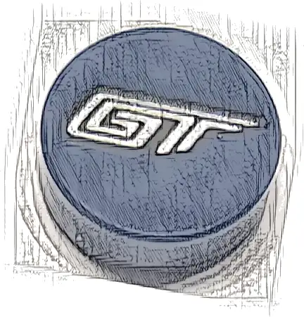 Tile, Round 1 x 1 with Silver 'GT' Pattern