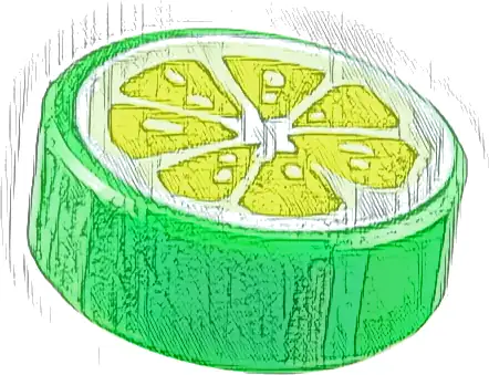 Tile, Round 1 x 1 with Lime Fruit Slice Pattern