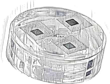 Tile, Round 1 x 1 with Pixelated White Squares with Black and Dark Bluish Gray Centers Pattern (Minecraft Frogspawn)