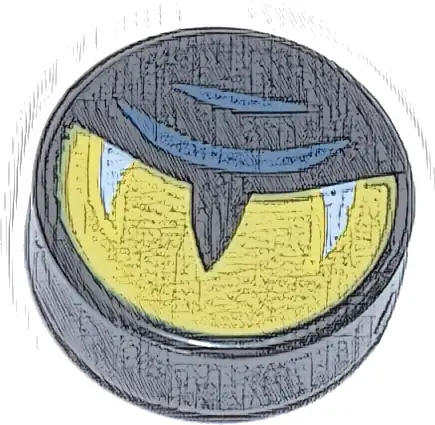 Tile, Round 1 x 1 with Yellow Eye Half Closed, Slit Pupil, White Glints, and Dark Blue Eyelid Lines Pattern