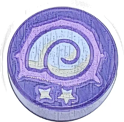 Tile, Round 1 x 1 with Medium Lavender and White Ammonite and Stars Pattern (Animal Crossing Fossil)