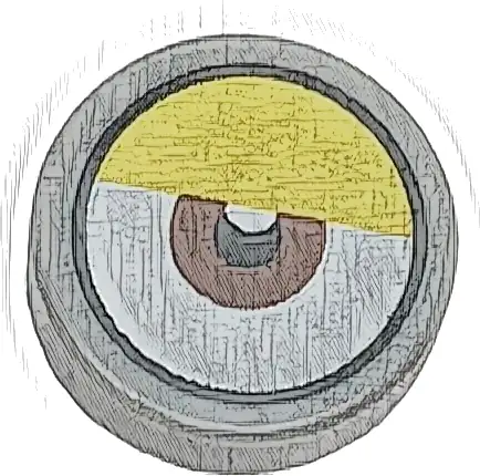 Tile, Round 1 x 1 with White Eye with Centered Reddish Brown Iris and Partially Closed Yellow Eyelid Pattern