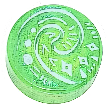 Tile, Round 1 x 1 with White and Bright Green Koru Spiral Symbol, Diamonds and Lines Pattern (Moana Heart of Te Fiti)