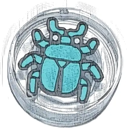Tile, Round 1 x 1 with Dark Turquoise Beetle Pattern