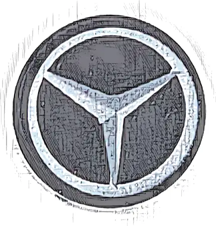 Tile, Round 1 x 1 with Dark Silver and Silver Mercedes-AMG Logo Pattern