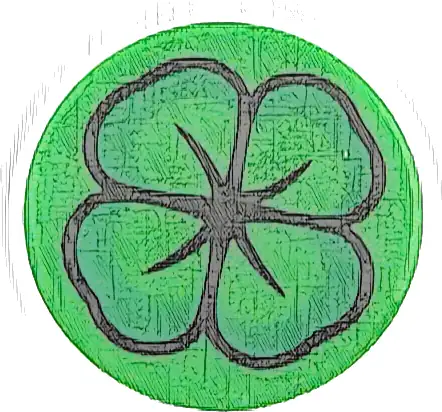 Tile, Round 1 x 1 with Green and Black Four-Leaf Clover Pattern