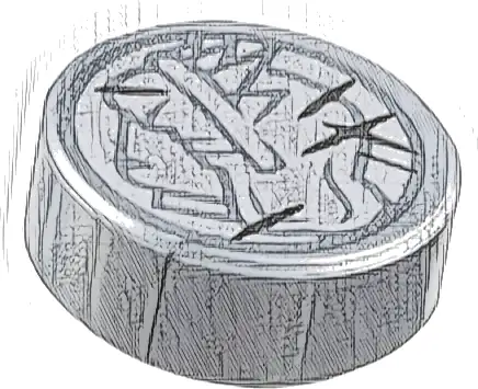 Tile, Round 1 x 1 with Dark Silver Lady Liberty Head Profile and Black Scratches on Silver Background Coin Pattern