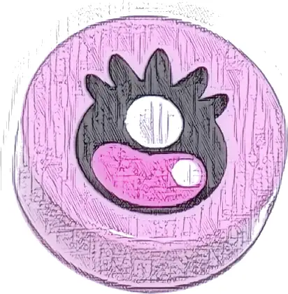 Tile, Round 1 x 1 with Black and Dark Pink Eye with Eyelashes and White Highlights Pattern