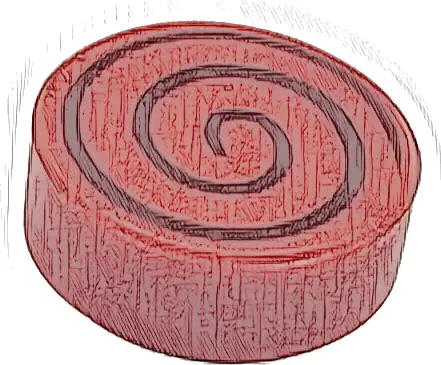 Tile, Round 1 x 1 with Black Spiral Thin Pattern