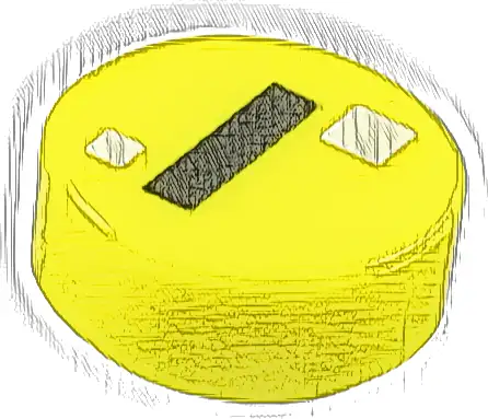 Tile, Round 1 x 1 with Eye with Black Line, 2 White Squares Pattern