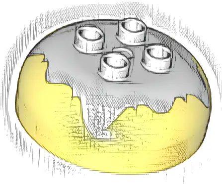 Duplo, Brick Round 4 x 4 Dome Top with 2 x 2 Studs with Marbled White Pattern
