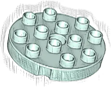 Duplo, Plate Round 4 x 4 with Hole with Locking Ridges