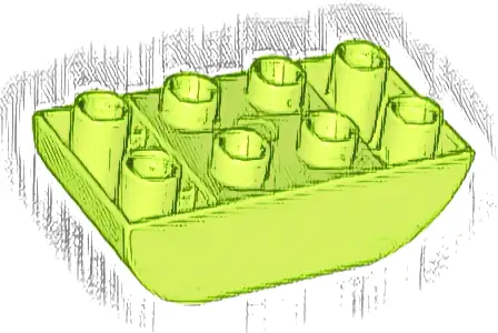 Duplo, Brick 2 x 4 Slope Curved Inverted Double