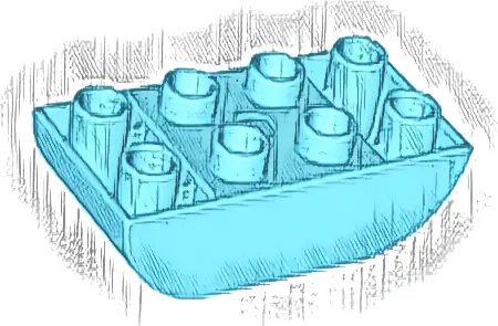 Duplo, Brick 2 x 4 Slope Curved Inverted Double