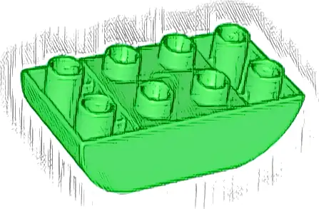 Duplo, Brick 2 x 4 Slope Curved Inverted Double