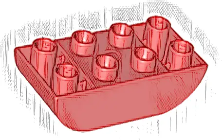Duplo, Brick 2 x 4 Slope Curved Inverted Double