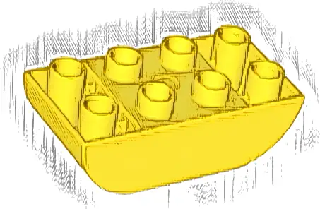 Duplo, Brick 2 x 4 Slope Curved Inverted Double
