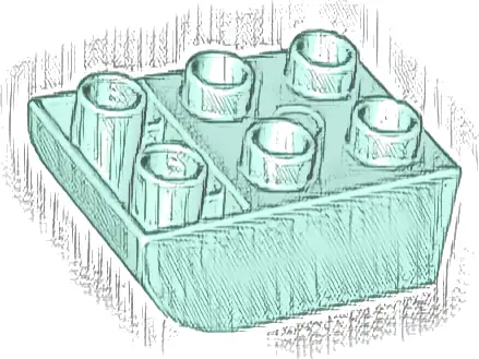 Duplo, Brick 2 x 3 Slope Curved Inverted