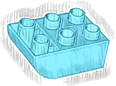 Duplo, Brick 2 x 3 Slope Curved Inverted