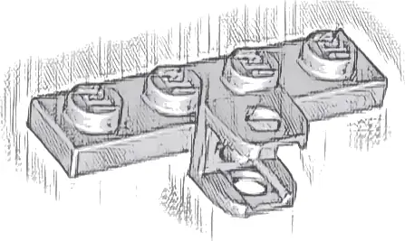 Plate, Modified 1 x 4 with Tow Ball Socket, Flattened with Holes